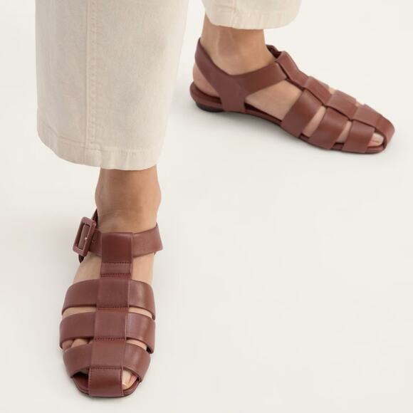 Everlane The Day Fisherman Sandal Rum Brown Leather Size 8 New Without Box - Picture 4 of 8